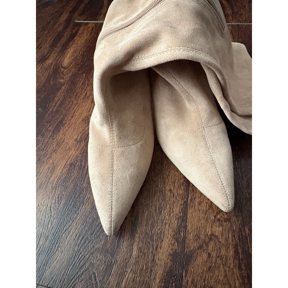 JUSTFAB Kendall Stretch Stiletto Boot Tan Brown Women's Faux Suede Size 6  JF - Picture 6 of 8